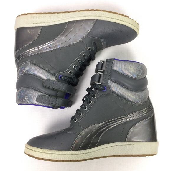 Puma Sky Hi Contact Wedge Gray Leather Retro High Top Futuristic Sneaker 10 - Picture 7 of 12